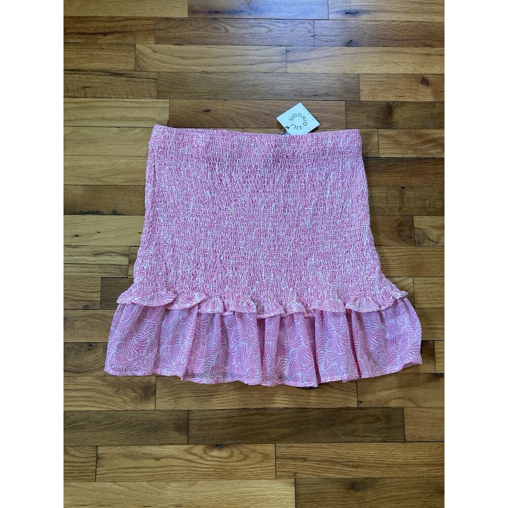 Molly Bracken x Lili Sidonio Skirt Womens Medium Pink White Gold Smocked NWT